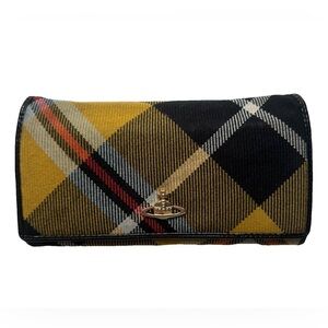 Vivienne Westwood Vintage Tartan Checkered Cloth & Leather Wallet